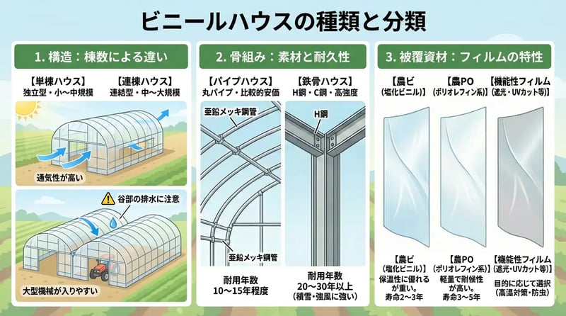 ビニールハウスの種類と分類
