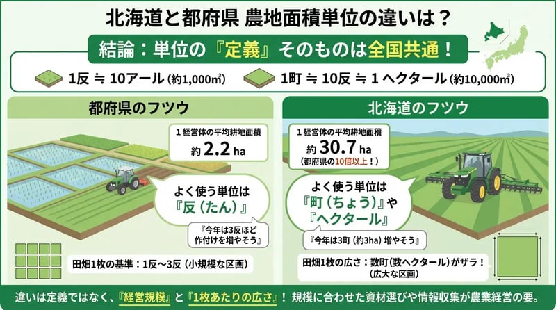 北海道と都府県 農地面積単位の違いは?