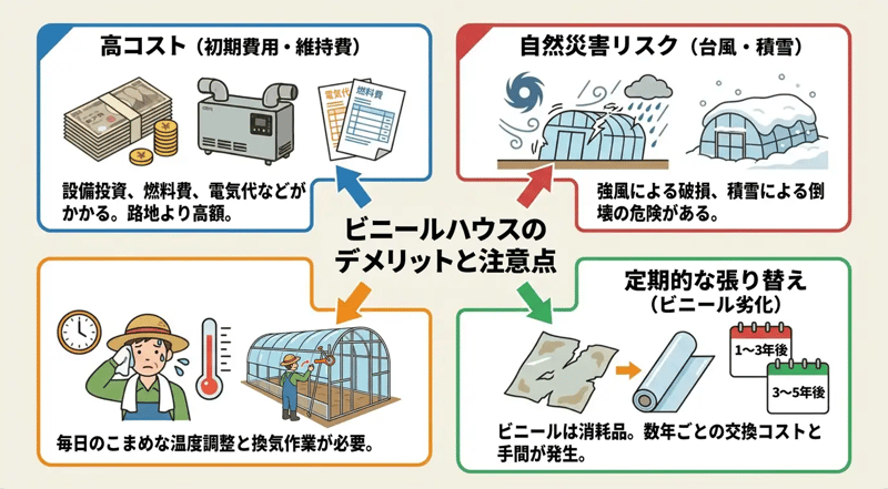 ビニールハウスのデメリットと注意点