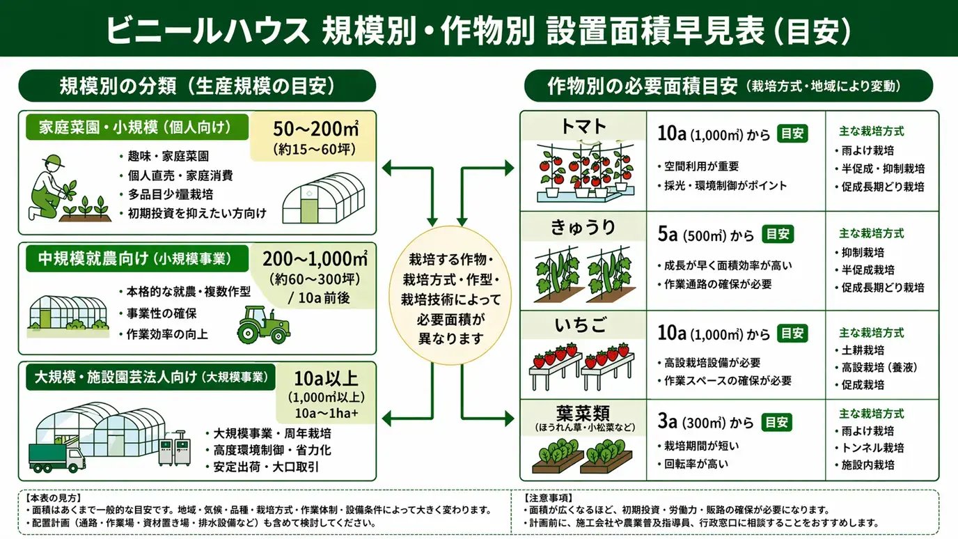 規模別・作物別の設置面積の考え方