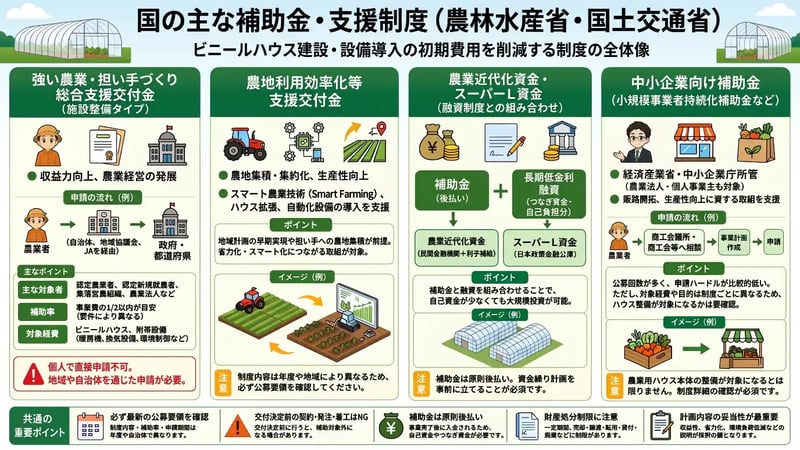 国の主な補助金・支援制度（農林水産省・国土交通省）