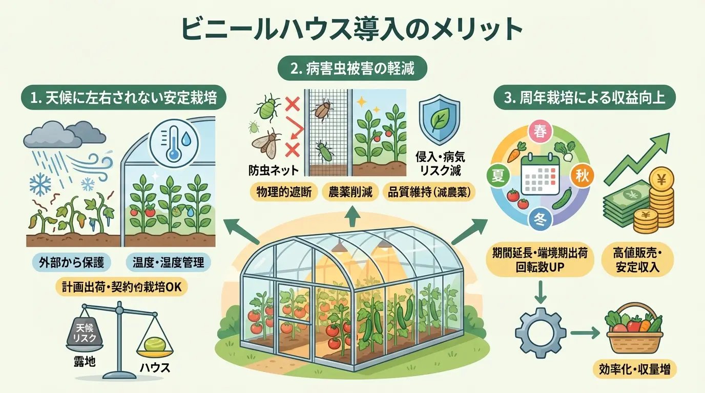 ビニールハウスを導入するメリットとは？