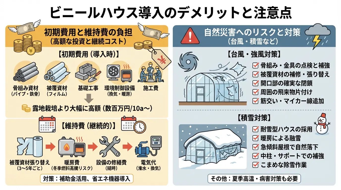ビニールハウスのデメリットや注意点