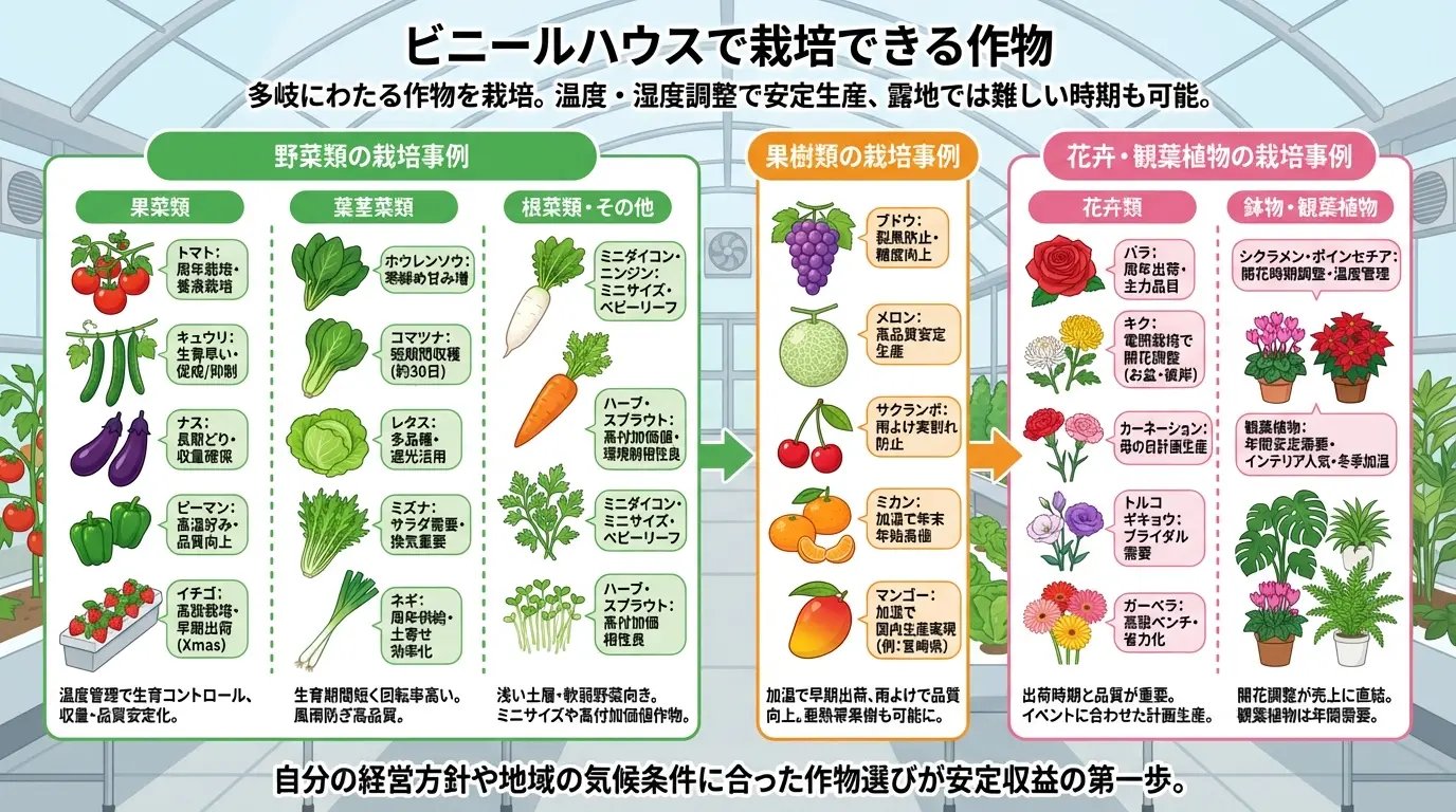 ビニールハウスで栽培できる作物