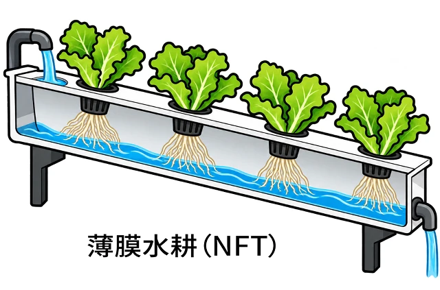 薄膜水耕(Nutrient Film Technique:NFT)