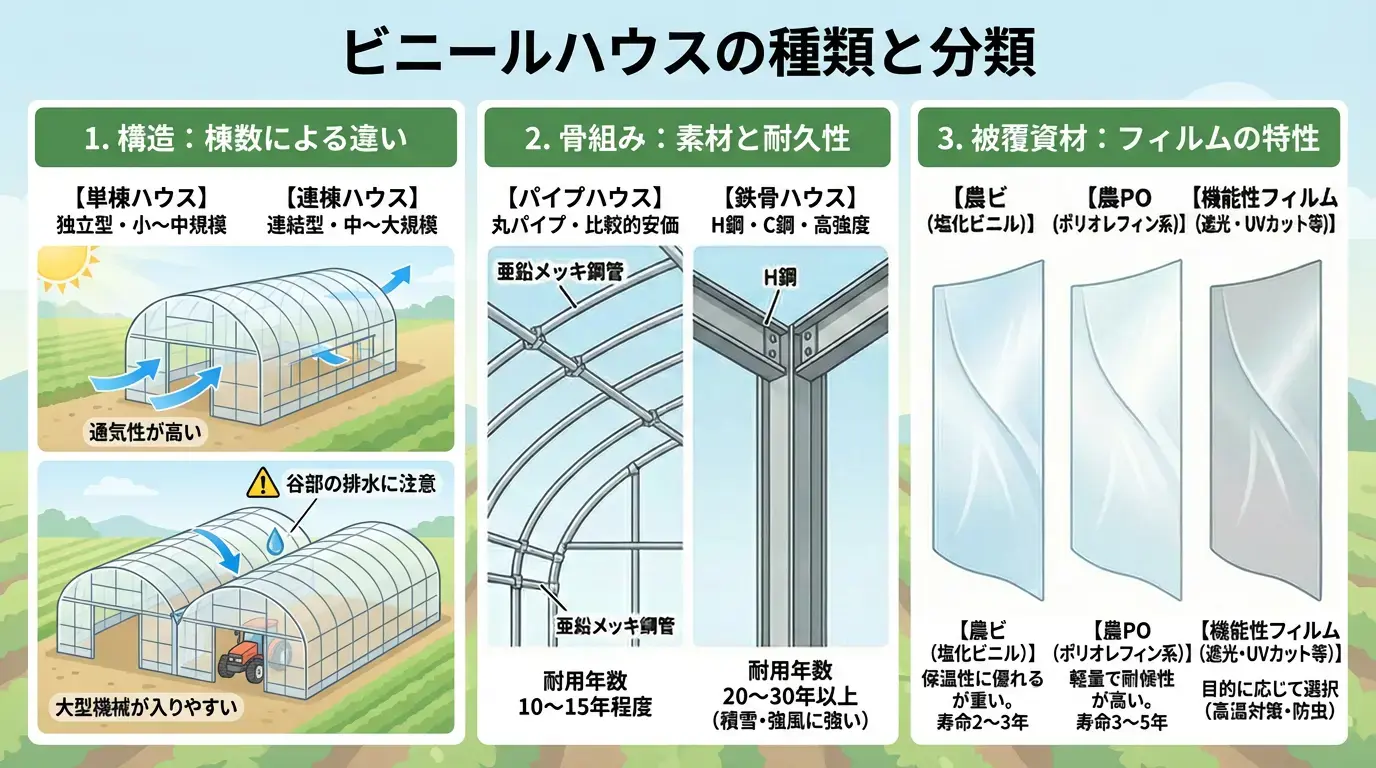 ビニールハウスの種類と分類