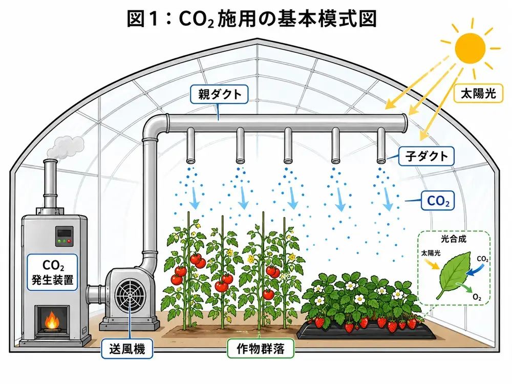CO₂施用の基本模式図