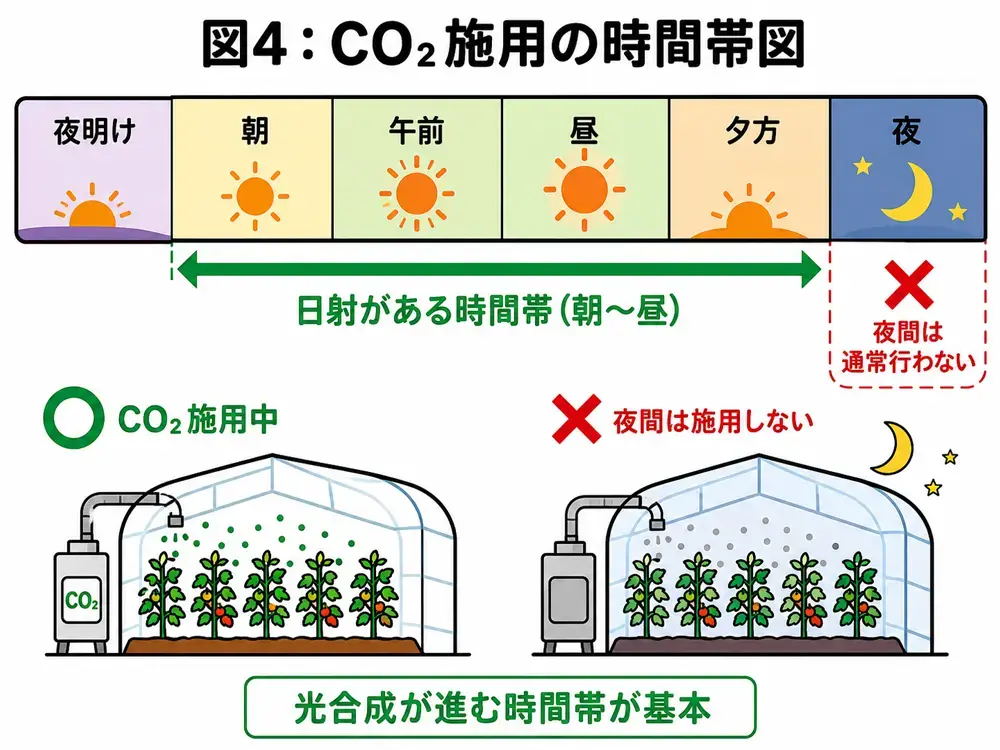 CO₂施用の時間帯図