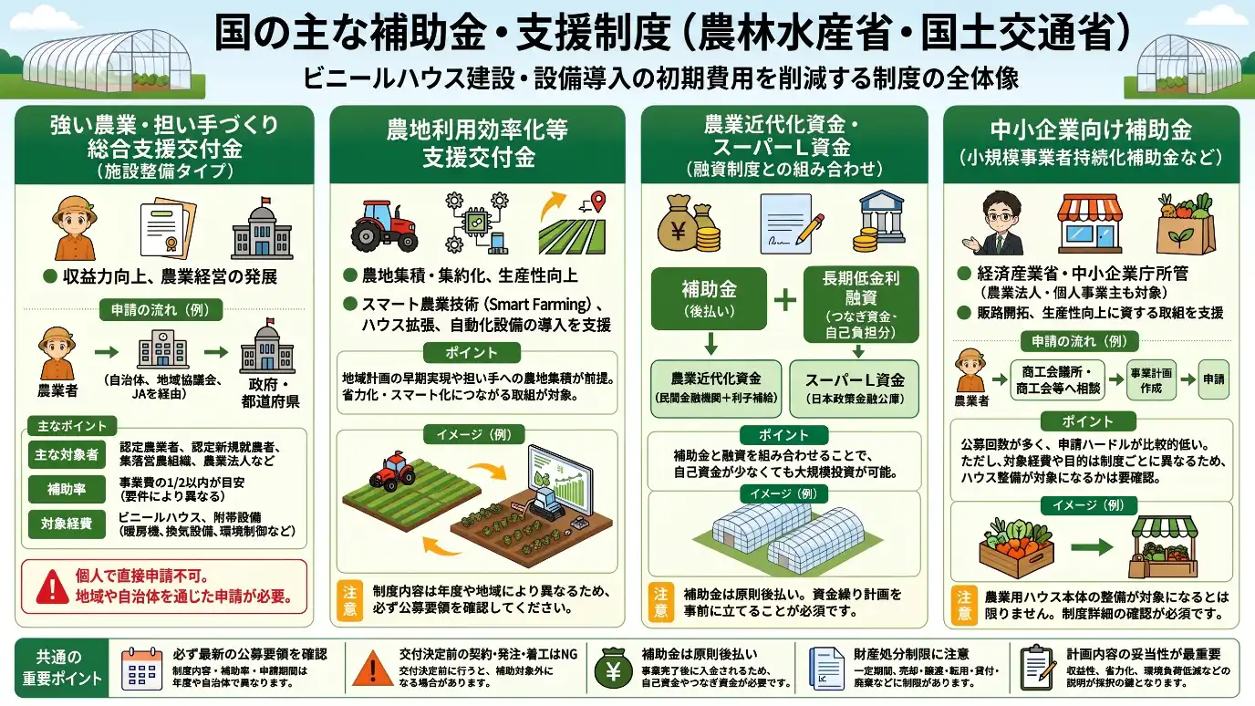 国の主な補助金・支援制度（農林水産省・国土交通省）