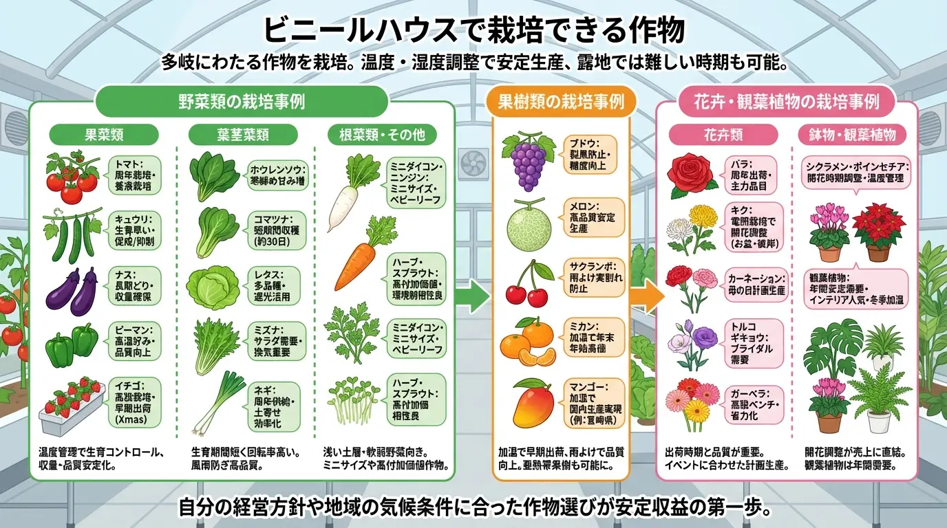ビニールハウスで栽培できる作物
