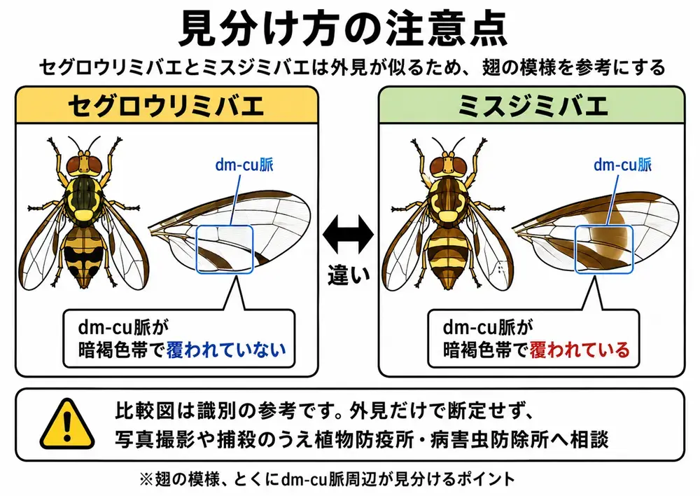 セグロウリミバエとミスジミバエの違い・識別参考